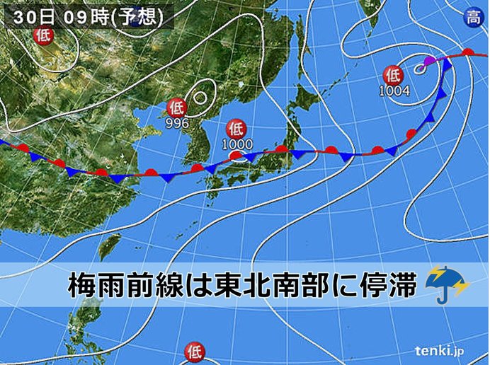 30日は梅雨前線が活発 大雨のおそれも 東北 ニコニコニュース