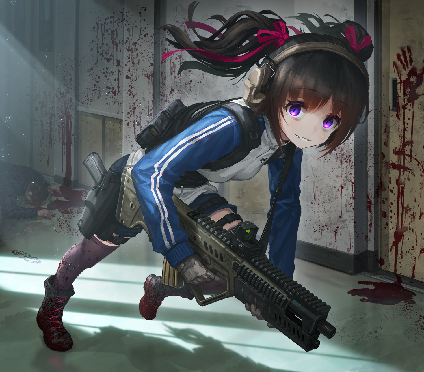 フリーアイコン 銃 女の子