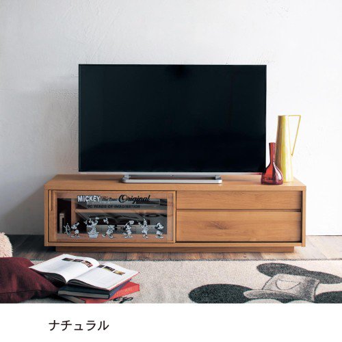 ガラス扉に90周年のロゴとミッキーをデザイン ベルメゾン ディズニー アルダー材の引戸テレビ台 ニコニコニュース